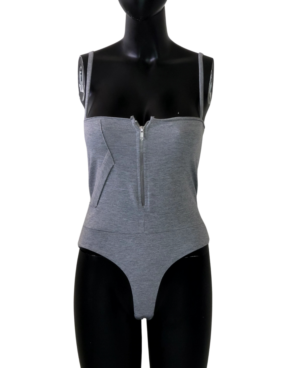 anh x NTH: Zip Front Bodysuit - Heather Gray